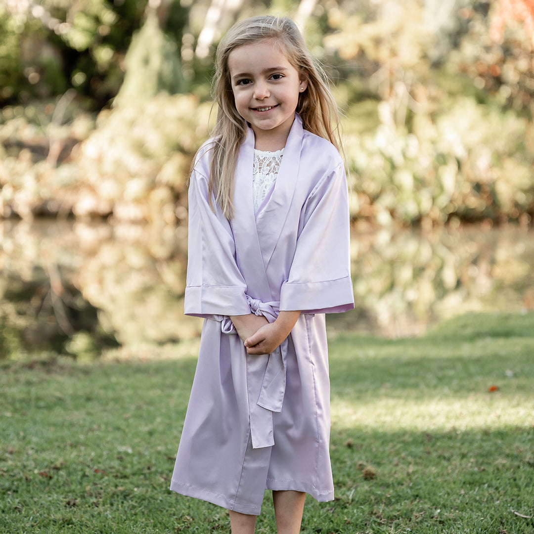 Lilac Children s Satin Robe Glamour Grace Bridal